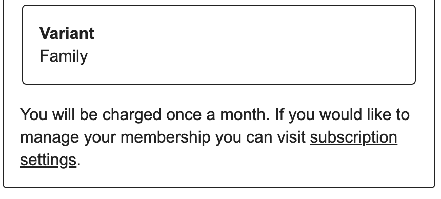 Gumroad receipt email showing subscription settings link