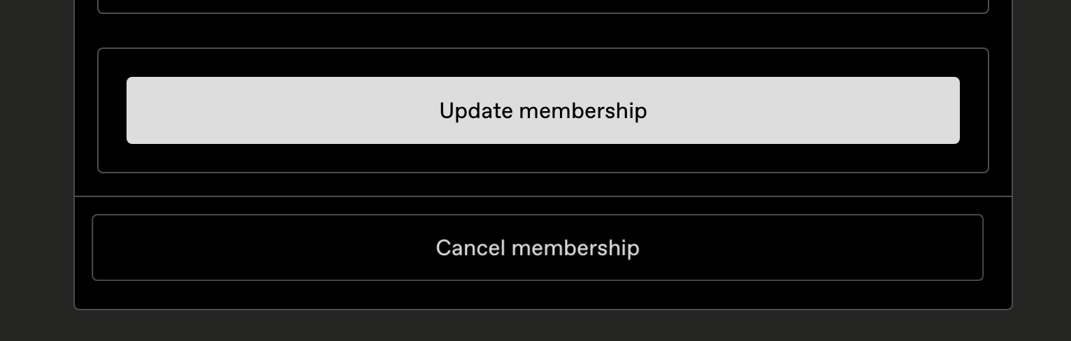 Gumroad membership page showing Cancel membership button